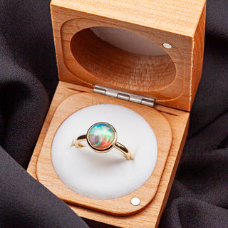 Australian Shell Fossil Opal Ring in Yellow Gold by World Treasure Designs