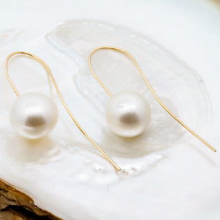 Australian South Sea Pearl Large Drop Earrings in Yellow Gold by World Treasure Designs