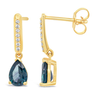 Natalie | Australian Teal-Blue Parti Sapphire Drop Earrings