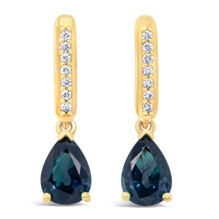 Natalie | Australian Teal-Blue Parti Sapphire Drop Earrings