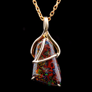 Brigid | Multicoloured Australian Tri-Cut Boulder Opal Necklace