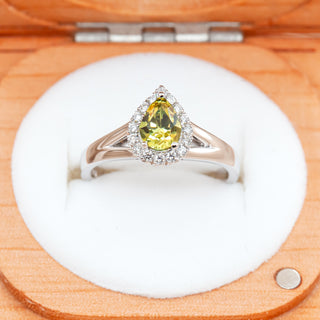 Australian Yellow Sapphire Ring with Diamonds in White Gold by World Treasure Designs