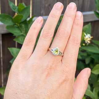 Australian Yellow Sapphire Ring Pear with Diamond Halo in White Gold by World Treasure Designs