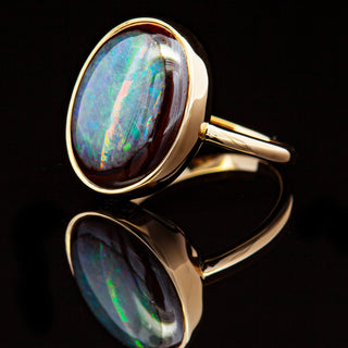 Australian Yowah Nut Boulder Opal Ring Bezel Set in 9ct Yellow Gold by World Treasure Designs