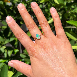 Bezel Set Multicoloured Australian Crystal Opal Ring in Yellow Gold by World Treasure Designs