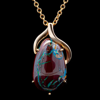 Athena | Blue-Green Australian Boulder Opal Necklace
