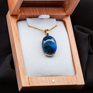 Carinda | Blue Australian Black Opal Necklace