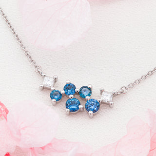 Blue Australian Sapphire and Diamond Necklace in White Gold by World Treasure Designs