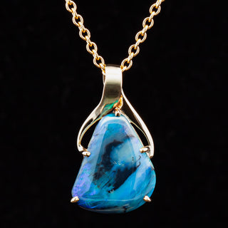 Storm | Blue-Purple Australian Semi-Black Opal Necklace