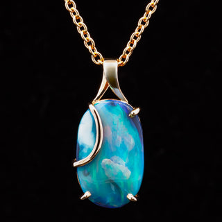 Morgan | Blue Australian Semi-Black Opal Necklace