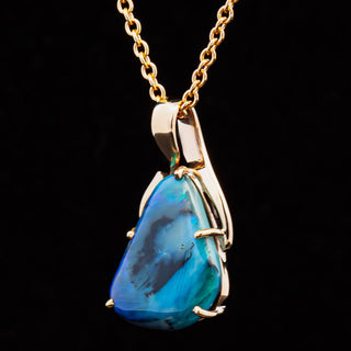 Storm | Blue-Purple Australian Semi-Black Opal Necklace