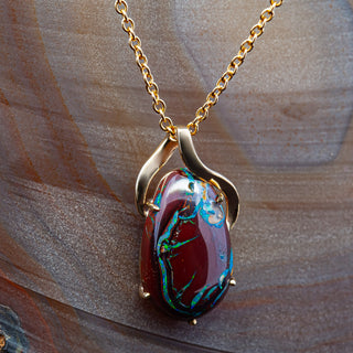 Athena | Blue-Green Australian Boulder Opal Necklace
