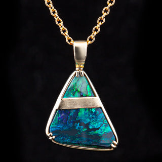 Akiko | Blue-Green Australian Black Opal Necklace
