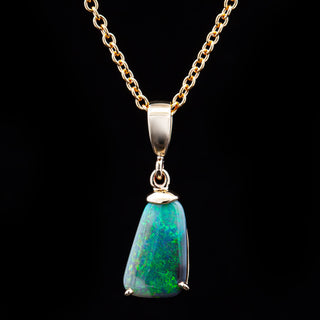 Arline | Blue-Green Australian Black Opal Necklace