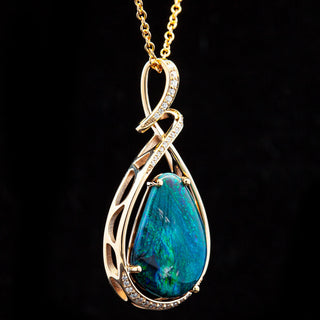 Ophilia | Blue-Green Australian Black Opal Necklace