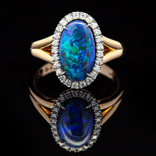 Taylor | Blue-Purple-Green Australian Black Opal Ring