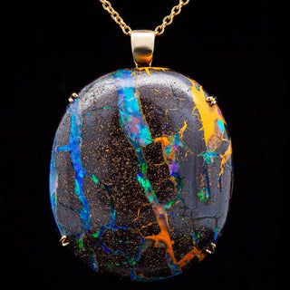 Ilani | Blue-Green Australian Boulder Opal Necklace