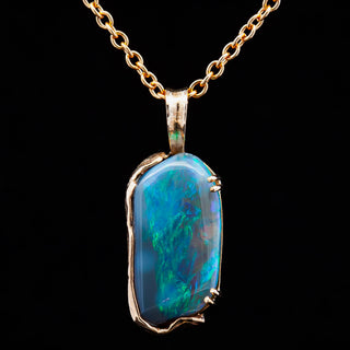 Asha | Blue-Green Australian Semi-Black Opal Necklace