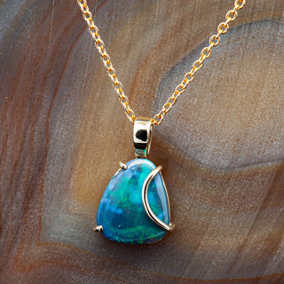 Hadley | Blue-Green Australian Semi-Black Opal Necklace