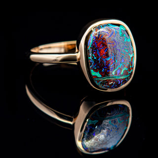 Miriam | Aqua-Purple Australian Boulder Opal Ring