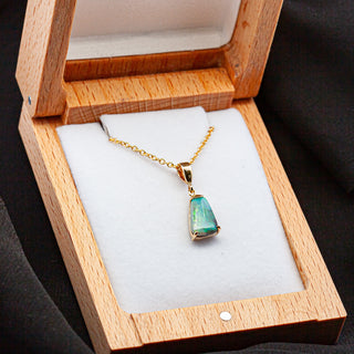 Arline | Blue-Green Australian Black Opal Necklace