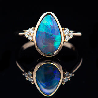 Nora | Aqua-Purple Australian Semi-Black Opal Ring