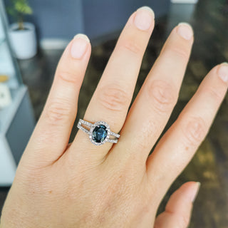 Blue Sapphire Diamond Ring Australian Sapphire French Pave Split Shank in White Gold by World Treasure Designs