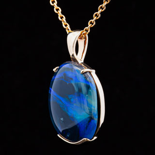 Carinda | Blue Australian Black Opal Necklace