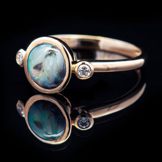 Poppy | Multicoloured Australian Semi-Black Opal Ring