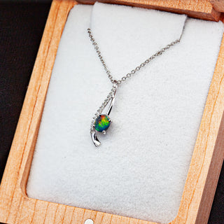 Adriana | Multicoloured Australian Semi-Black Opal Necklace