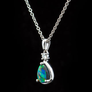 Mabelle | Multicoloured Australian Semi-Black Opal Necklace