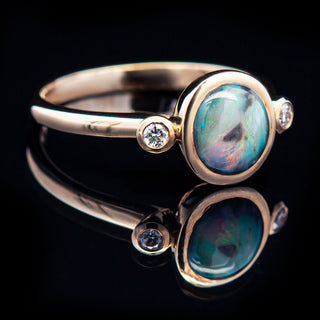 Poppy | Multicoloured Australian Semi-Black Opal Ring