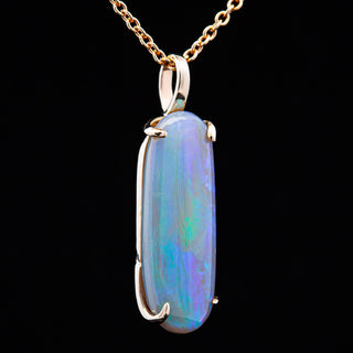 Piper | Blue-Green-Purple Australian Black Opal Necklace