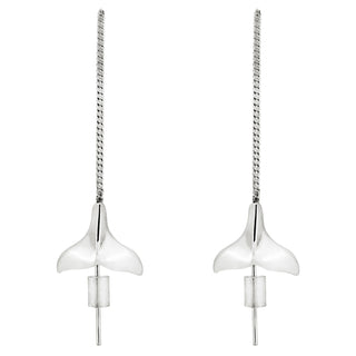 Fluke Thread Earrings with Adjustable Length in Sterling Silver by World Treasure Designs