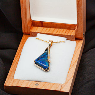 Amaya | Blue Australian Black Opal Necklace