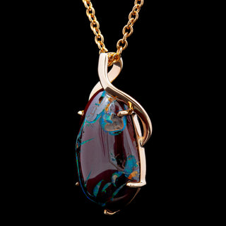 Athena | Blue-Green Australian Boulder Opal Necklace