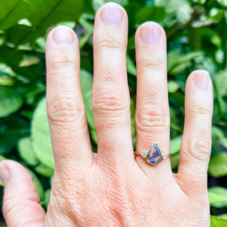 Miranda | Freeform Australian Semi-Black Opal Ring