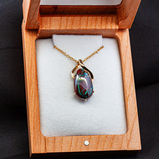 Athena | Blue-Green Australian Boulder Opal Necklace