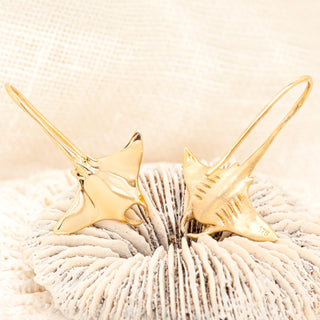 Gold Manta Ray Earrings by World Treasure Designs