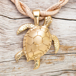 Gold Sea Turtle Pendant Necklace in Yellow Gold by World Treasure Designs