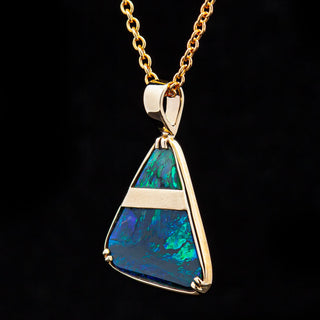 Akiko | Blue-Green Australian Black Opal Necklace