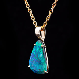 Kya | Blue-Green Australian Black Opal Necklace