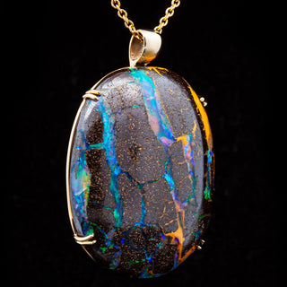 Ilani | Blue-Green Australian Boulder Opal Necklace