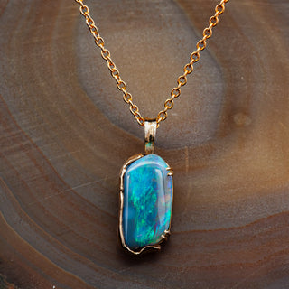 Asha | Blue-Green Australian Semi-Black Opal Necklace
