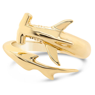 Hammerhead Shark Ring in Yellow Gold by World Treasure Designs