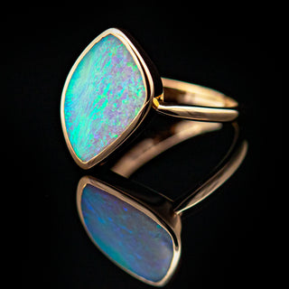 Australian Crystal Opal Bezel Set in Yellow Gold by World Treasure Designs