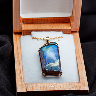 Nina | Blue Australian Boulder Opal Necklace