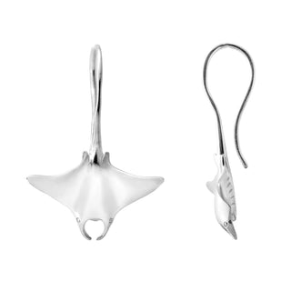 Manta Ray Earrings in Sterling Silver by World Treasure Designs