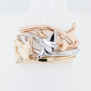 Manta Ray Ring in Yellow, White, Rose Gold