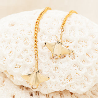 Manta Ray Thread Earrings in Yellow Gold by World Treasure Designs